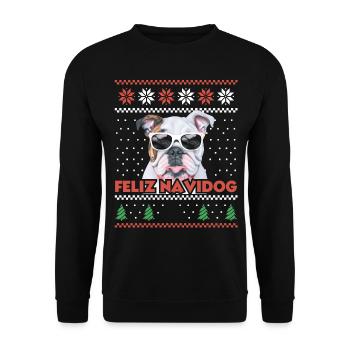 Cool Bulldog Chien Feliz Navidog Noël moche - Sweat-shirt Unisexe - noir - Devant - Alina (178cm) & Michal (187cm)