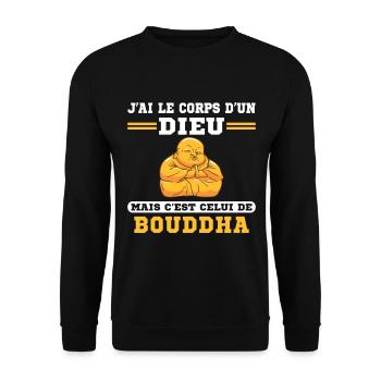 J'ai Le Corps D'un Dieu Humour Cadeau Humoristique - Sweat-shirt Unisexe - noir - Devant - Alina (178cm) & Michal (187cm)