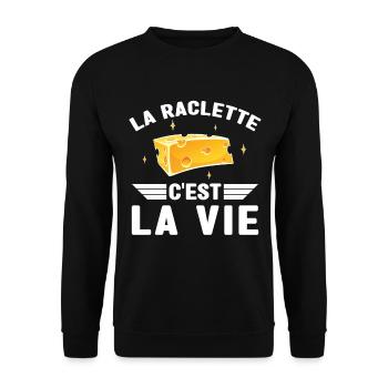 La Raclette C est La Vie Humour Raclette Fromage - Sweat-shirt Unisexe - noir - Devant - Alina (178cm) & Michal (187cm)
