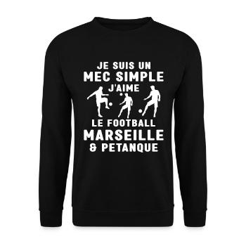 Mec Simple Marseillais Pétanque Amateur Football - Sweat-shirt Unisexe - noir - Devant - Alina (178cm) & Michal (187cm)