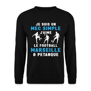 Mec Simple Marseillais Pétanque Amateur Football - Sweat-shirt Unisexe - noir - Devant - Alina (178cm) & Michal (187cm)