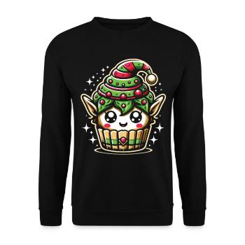 Zauberhafter Elfen Cupcake - Unisex Pullover - Schwarz - Vorne - Alina (178cm) & Michal (187cm)