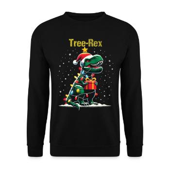 Arbre Rex avec guirlandes lumineuses et cadeau de Noël - Sweat-shirt Unisexe - noir - Devant - Alina (178cm) & Michal (187cm)