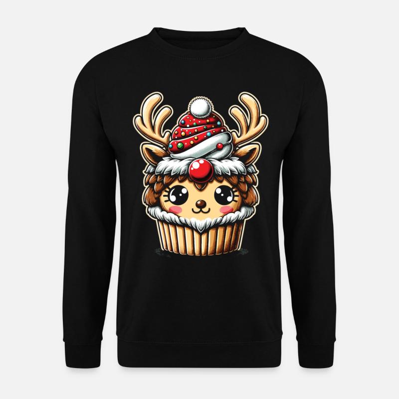 Merry Christmas: Reindeer Cupcake - Unisex Sweatshirt - black