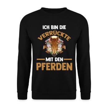 Pferd Reiten Bauernhof Bauer Pferdebesitzer Pferde - Unisex Pullover - Schwarz - Vorne - Alina (178cm) & Michal (187cm)