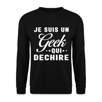Je suis un geek qui déchire - Sweat-shirt Unisexe - noir - Devant - Alina (178cm) & Michal (187cm)
