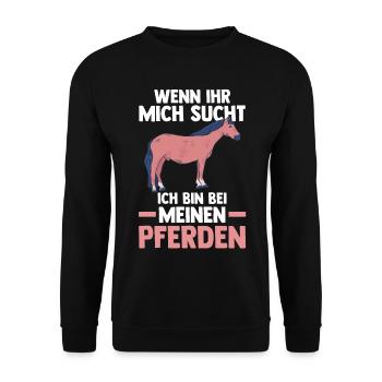 Pferd Reiten Bauernhof Bauer Pferdebesitzer Pferde - Unisex Pullover - Schwarz - Vorne - Alina (178cm) & Michal (187cm)