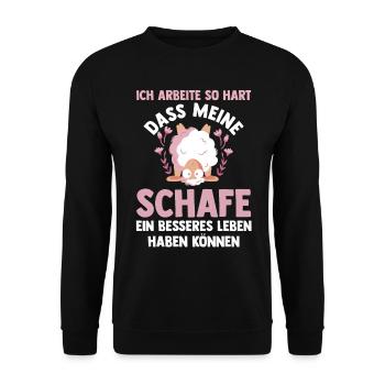 Schaf Schäfer Schäferei Bauer Landwirt Bauernhof S - Unisex Pullover - Schwarz - Vorne - Alina (178cm) & Michal (187cm)