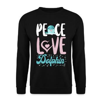 Dolphin Peace Love Dolphin - Unisex Pullover - Schwarz - Vorne - Alina (178cm) & Michal (187cm)