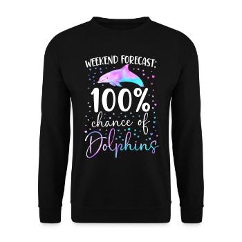 Dolphin Weekend Forecast: 100% - Unisex Pullover - Schwarz - Vorne - Alina (178cm) & Michal (187cm)