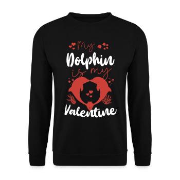 Dauphin Saint Valentin Mon Dauphin - Sweat-shirt Unisexe - noir - Devant - Alina (178cm) & Michal (187cm)