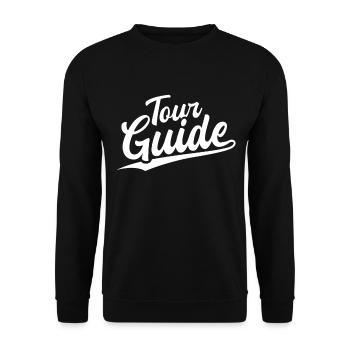 Retro Swoosh Job - Tour Guide - Unisex Pullover - Schwarz - Vorne - Alina (178cm) & Michal (187cm)