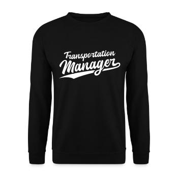 Retro Swoosh Job - Transportation Manager - Unisex Pullover - Schwarz - Vorne - Alina (178cm) & Michal (187cm)