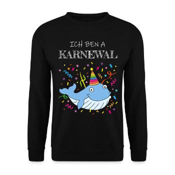 Ich bin ein Karnewal Karneval Konfetti Kölsch Köln - Unisex Pullover - Schwarz - Vorne - Alina (178cm) & Michal (187cm)