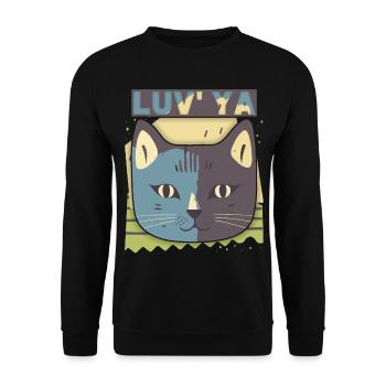 Valentine's Day Cat, Cat Head, Declaration of Love - Unisex Sweatshirt - black - Front - Alina (178cm) & Michal (187cm)