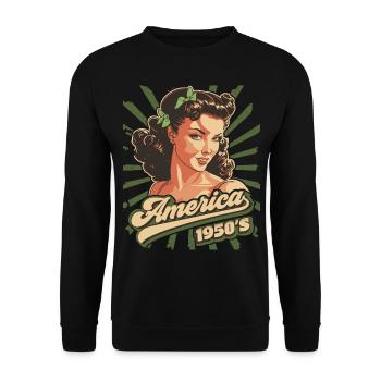 Pinup, America USA 1950s, Rock and Roll - Unisex Sweatshirt - black - Front - Alina (178cm) & Michal (187cm)