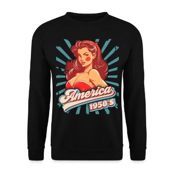 Pin-up, Rock'n'Roll, 1950er Jahre, Amerika, USA - Unisex Pullover - Schwarz - Vorne - Alina (178cm) & Michal (187cm)