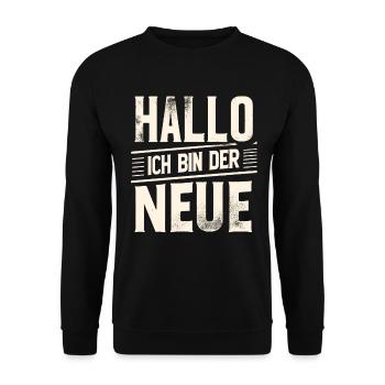 Neuer Job erster Arbeitstag Vorstellung Arbeit - Unisex Pullover - Schwarz - Vorne - Alina (178cm) & Michal (187cm)