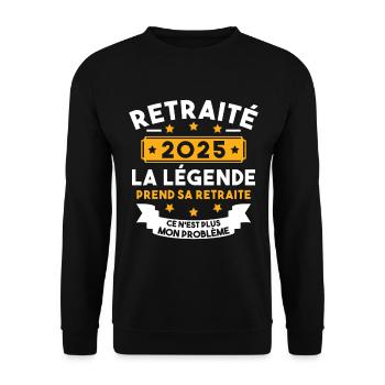 Retraité 2025 Pour Homme Femme Départ Retraite - Sweat-shirt Unisexe - noir - Devant - Alina (178cm) & Michal (187cm)