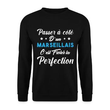 Marseille Perfection Humour Culture France Homme - Sweat-shirt Unisexe - noir - Devant - Alina (178cm) & Michal (187cm)
