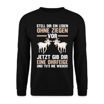 Ziege Ziegenbauer Bauernhof Landwirt Bauer Ziegen - Unisex Pullover - Schwarz - Vorne - Alina (178cm) & Michal (187cm)