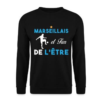 J'aime Marseille Je suis Supporter de Marseille - Sweat-shirt Unisexe - noir - Devant - Alina (178cm) & Michal (187cm)