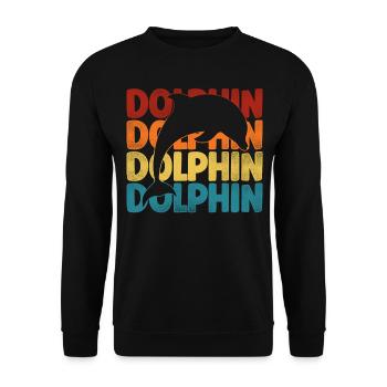 Dolphin Retro Vintage Dolphin - Unisex Pullover - Schwarz - Vorne - Alina (178cm) & Michal (187cm)