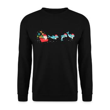 Dolphin Christmas Santa Sleigh - Unisex Sweatshirt - black - Front - Alina (178cm) & Michal (187cm)