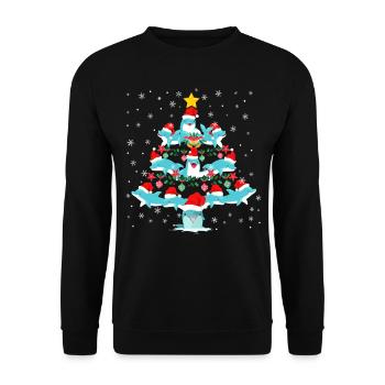 Dolphin Christmas Tree - Unisex Sweatshirt - black - Front - Alina (178cm) & Michal (187cm)