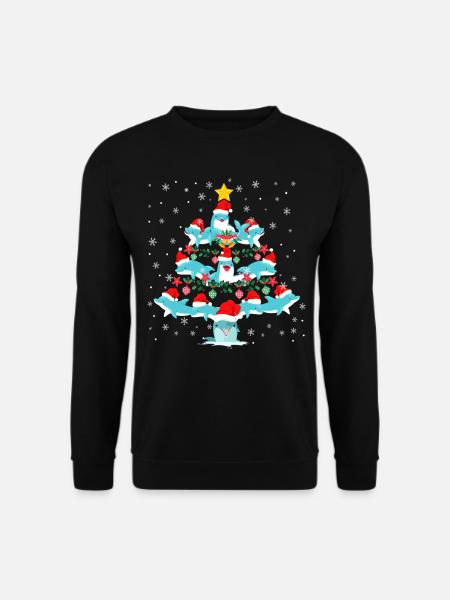Dolphin Christmas Tree - Unisex Sweatshirt - black