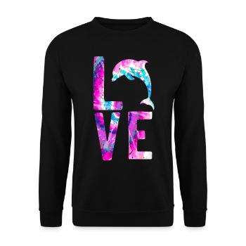 Dolphin Watercolor Love - Unisex Pullover - Schwarz - Vorne - Alina (178cm) & Michal (187cm)