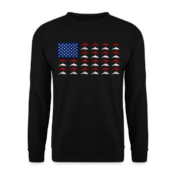 Dolphin American Flag - Unisex Sweatshirt - black - Front - Alina (178cm) & Michal (187cm)
