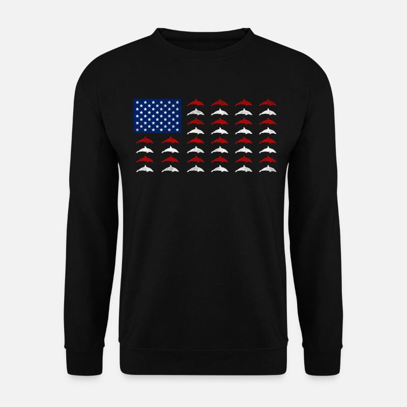 Dolphin American Flag - Unisex Pullover - Schwarz