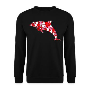 Dolphin Heart - Unisex Pullover - Schwarz - Vorne - Alina (178cm) & Michal (187cm)