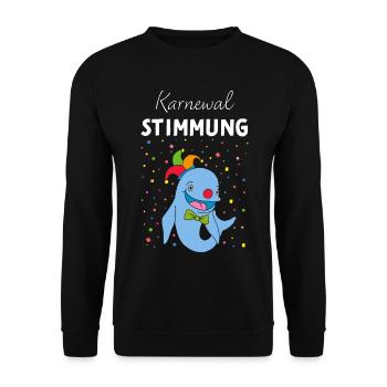 Karneval Konfetti Fastelovend 5. Jahreszeit Clown - Unisex Pullover - Schwarz - Vorne - Alina (178cm) & Michal (187cm)
