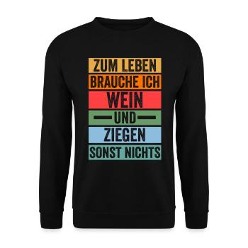 Wein Ziege Ziegenbauer Bauernhof Landwirt Bauer Z - Unisex Pullover - Schwarz - Vorne - Alina (178cm) & Michal (187cm)