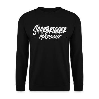Saarbrigger Mädsche Saarland Saarländisch Dialekt - Unisex Pullover - Schwarz - Vorne - Alina (178cm) & Michal (187cm)