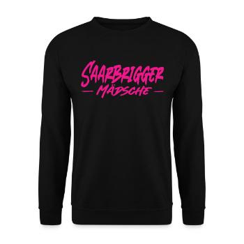 Saarbrigger Mädsche Saarland Saarländisch Dialekt - Unisex Pullover - Schwarz - Vorne - Alina (178cm) & Michal (187cm)