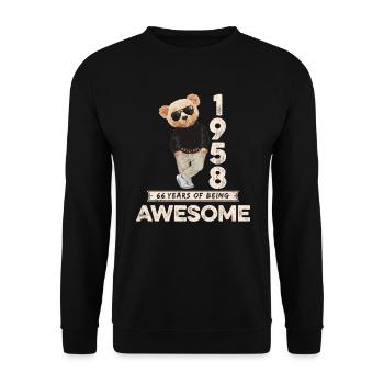 1958 Birthday Teddy Bear Being Awesome Orignal - Unisex Sweatshirt - black - Front - Alina (178cm) & Michal (187cm)