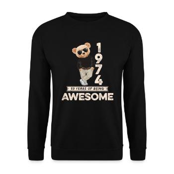 1974 Birthday Teddy Bear Being Awesome Orignal - Unisex Sweatshirt - black - Front - Alina (178cm) & Michal (187cm)