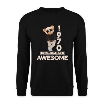 1970's Birthday Teddy Bear Being Awesome Orignal - Unisex Sweatshirt - black - Front - Alina (178cm) & Michal (187cm)
