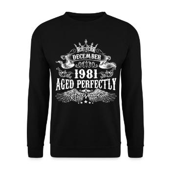 December 1981 Birthday 1981 December - Unisex Sweatshirt - black - Front - Alina (178cm) & Michal (187cm)
