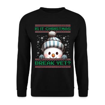 Is It Christmas Break Yet? Cute Snowman Teacher - Unisex Sweatshirt - black - Front - Alina (178cm) & Michal (187cm)