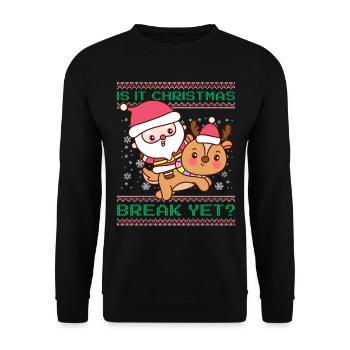 Is It Christmas Break Yet? Santa Claus Teacher - Unisex Sweatshirt - black - Front - Alina (178cm) & Michal (187cm)