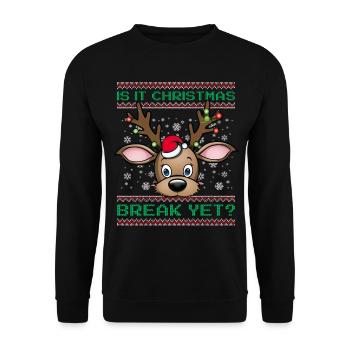 Is It Christmas Break Yet? Reindeer for teachers - Unisex Sweatshirt - black - Front - Alina (178cm) & Michal (187cm)