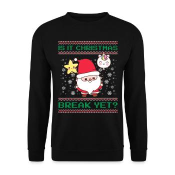 Is It Christmas Break Yet? Santa Claus teacher - Unisex Sweatshirt - black - Front - Alina (178cm) & Michal (187cm)