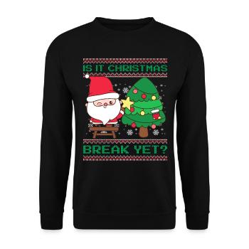 Is It Christmas Break Yet? Santa Claus Teacher - Unisex Sweatshirt - black - Front - Alina (178cm) & Michal (187cm)