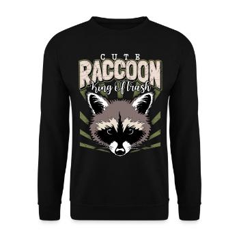Waschbär Illustration, Waschbären, Raccoon-Racoon - Unisex Pullover - Schwarz - Vorne - Alina (178cm) & Michal (187cm)
