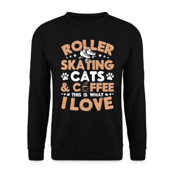 Cat Lover - Roller Skates Roller Skating Roller Sk - Unisex Pullover - Schwarz - Vorne - Alina (178cm) & Michal (187cm)