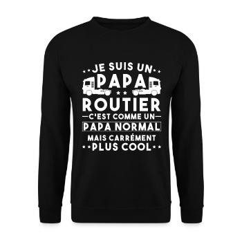 je suis un papa routier / humour papa routier - Sweat-shirt Unisexe - noir - Devant - Alina (178cm) & Michal (187cm)